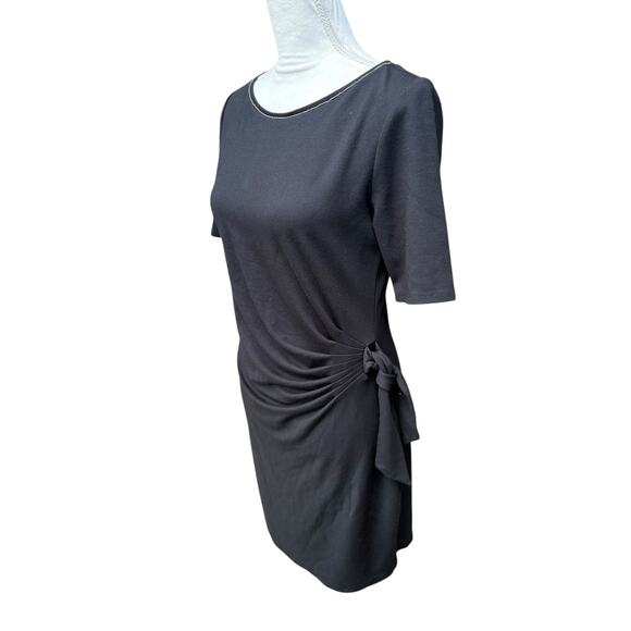 WHBM Black Side Tie Ruched Waist T Shirt Mini Dress - M - Picture 4 of 10